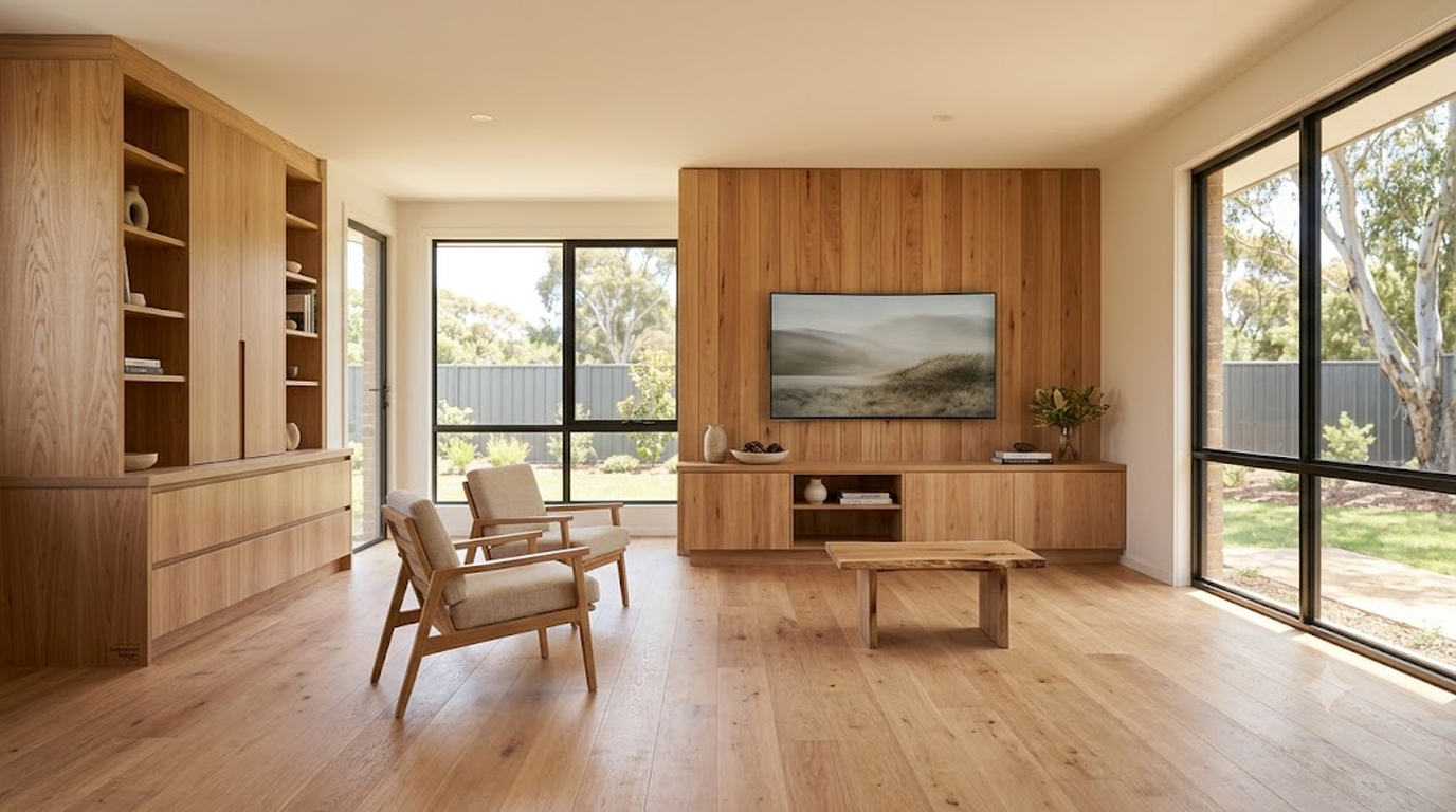 Custom timber feature wall and joinery