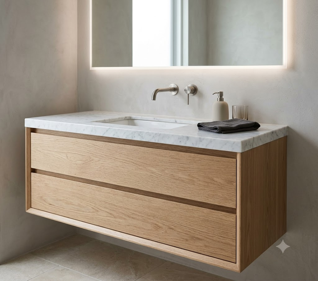 Floating bathroom vanity renovation