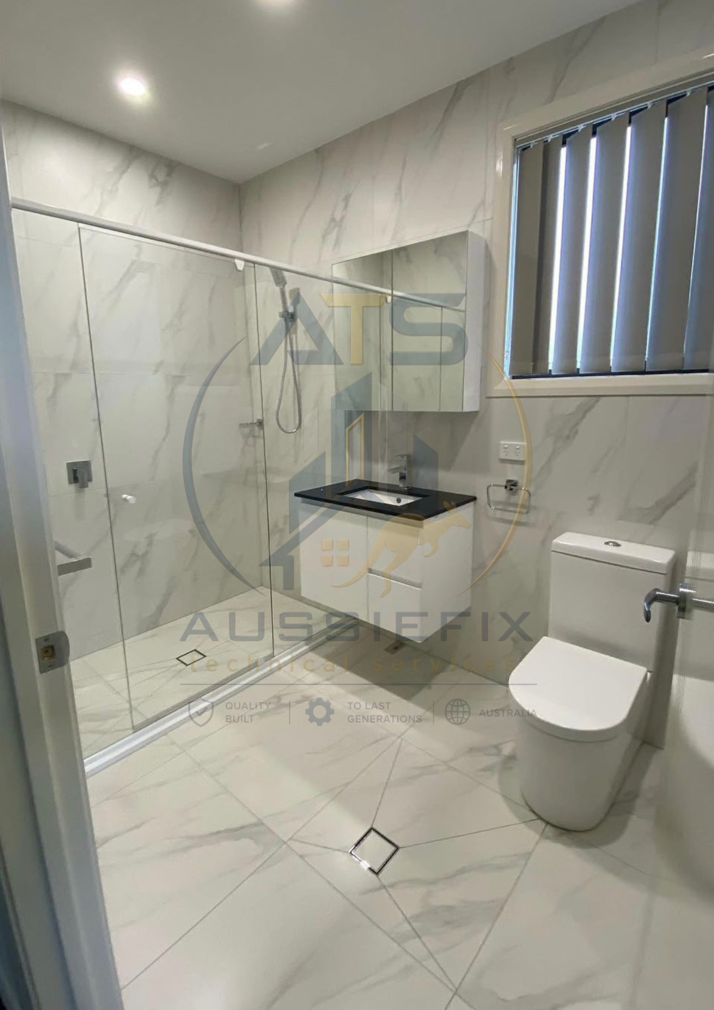 Finished marble bathroom project